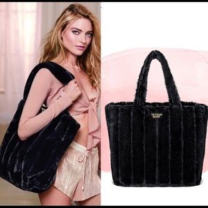 Victoria’s Secret Black Faux Fur Tote Bag